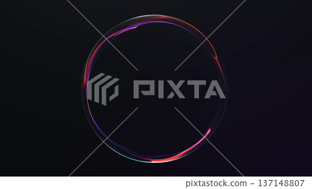 Minimal neon gradient sphere outline glowing with purple, blue and red light on dark background. Abstract futuristic energy circle with smooth luminous edge and digital sci fi aesthetic. Minimal neon gradient sphere outline glowing with purple, blue and red light on dark background. Abstract futuristic energy circle with smooth luminous edge and digital sci fi aesthetic. 137148807