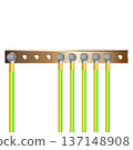 Grounding busbar with earth wires, electrical vector Illustration. 137148908