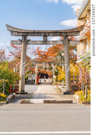 Torii gate of Rokusonno Shrine (one of the three Genji shrines) - the birthplace of the Seiwa Genji clan, the site of Minamoto no Tsunemoto's Hachijotei pavilion, Hachijo-cho (Mibu-dori), Minami-ku, Kyoto 137148927