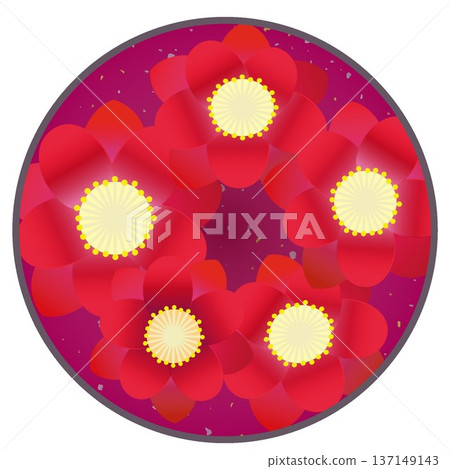 圓形背景下的紅色桃花插圖 圓形背景下的紅色桃花插圖 137149143