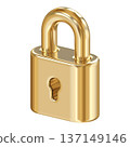 Golden padlock icon, symbolizing security, privacy, and premium protection 137149146