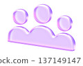 Glassmorphism icon representing group of people, community, or team, Minimalist translucent figures with soft purple gradient for social network and collaboration UI 137149147