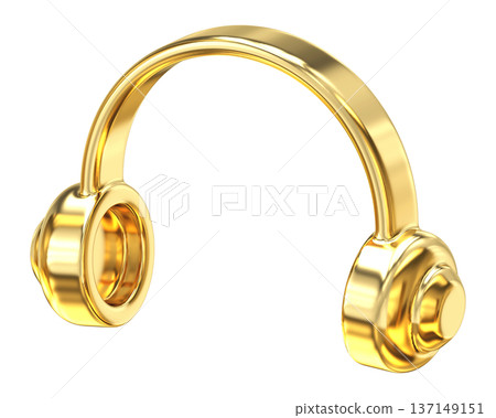 Luxury golden headphones with glossy metallic finish, representing premium audio and wealth Luxury golden headphones with glossy metallic finish, representing premium audio and wealth 137149151