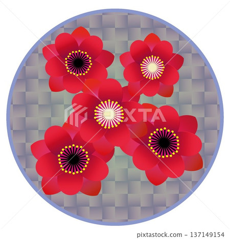 圓形背景下的紅色桃花插圖 137149154