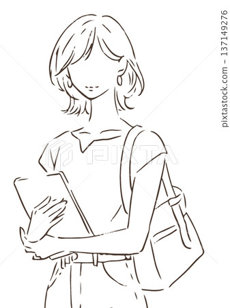 A woman with a tablet A woman with a tablet 137149276