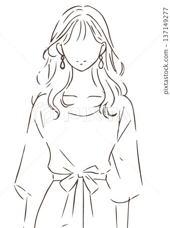 一個女人的線條畫插圖 137149277