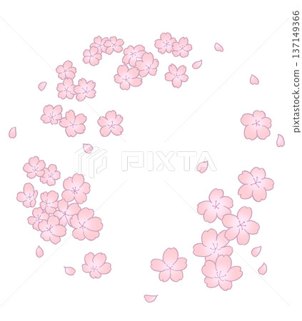Hand-drawn cherry blossom round frame Hand-drawn cherry blossom round frame 137149366