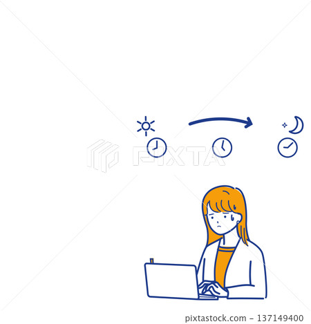 A woman (different colors) is rushing through a day before a busy meeting, organizing and thinking about documents. A woman (different colors) is rushing through a day before a busy meeting, organizing and thinking about documents. 137149400