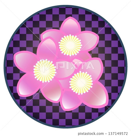 圓形背景的開花桃樹插圖 圓形背景的開花桃樹插圖 137149572