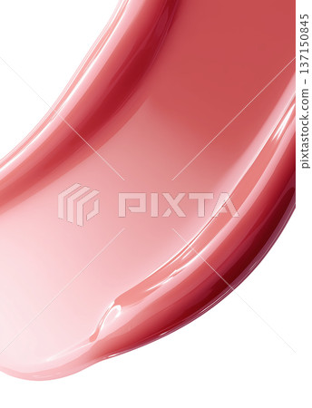 Shiny pink cosmetic smear of lip gloss or oil shown isolated on white background, illustrating beauty care concept theme Shiny pink cosmetic smear of lip gloss or oil shown isolated on white background, illustrating beauty care concept theme 137150845