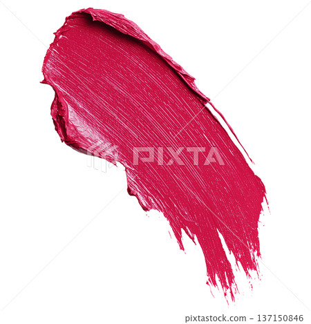 Pink lipstick smear berry mauve color, rich matte finish in closeup style isolated on white background, beauty and cosmetics care 137150846