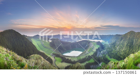 Sao Miguel Island and lake Ponta Delgada, Azores 137150861