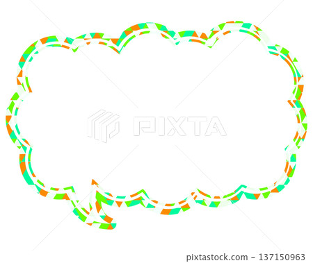 彩色玻璃風格的對話泡泡,三角形圖案,細長的雲形 彩色玻璃風格的對話泡泡,三角形圖案,細長的雲形 137150963