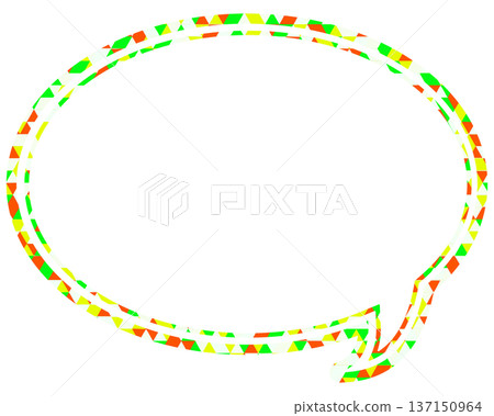 彩色玻璃風格對白泡泡，三角形圖案，圓形 137150964