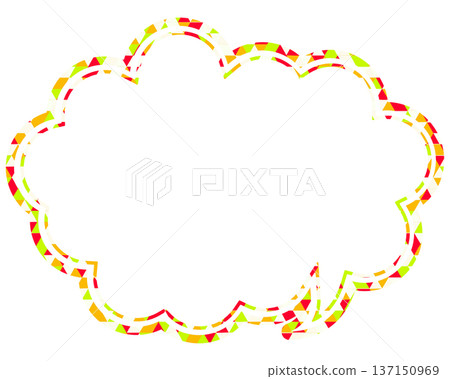 Stained glass style speech bubble, triangular pattern, rounded cloud shape Stained glass style speech bubble, triangular pattern, rounded cloud shape 137150969