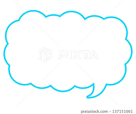 Simple colored line speech bubble, elongated cloud shape Simple colored line speech bubble, elongated cloud shape 137151001