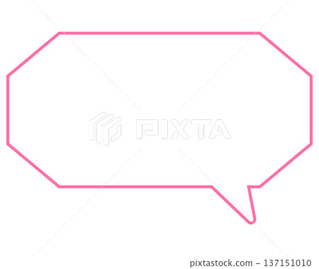 Simple colored line speech bubble, elongated octagon Simple colored line speech bubble, elongated octagon 137151010