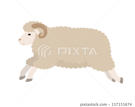 跳躍的有角綿羊_向量圖 跳躍的有角綿羊_向量圖 137151674