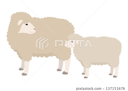 Vector illustration of a mother and baby sheep 137151676