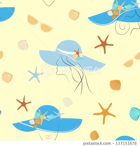 pattern without background with bright women s hats 137151678