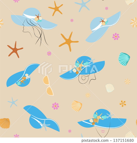 pattern without background with bright women s hats 137151680