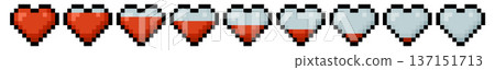 Pixel Art Heart Health Bar Icons Video Game Asset Pixel Art Heart Health Bar Icons Video Game Asset 137151713