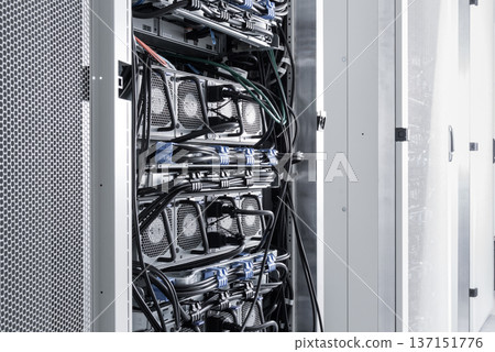 Server room with racks in internet data center 137151776