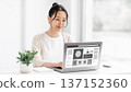 A young Japanese woman working in web design 137152360