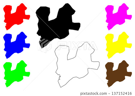 Oktyabrsky city (Russia, Russian Federation) map vector illustration, scribble sketch Oktyabrsky map 137152416
