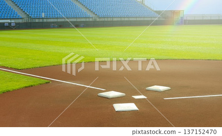 A view of the stadium on a sunny day from the stands 137152470