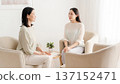 A woman receiving counseling and a smiling counselor 137152471