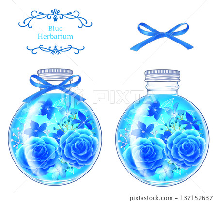 藍色植物標本圓形瓶 137152637