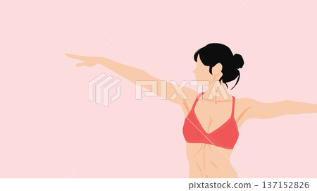 Illustration of a woman who succeeded in dieting Illustration of a woman who succeeded in dieting 137152826