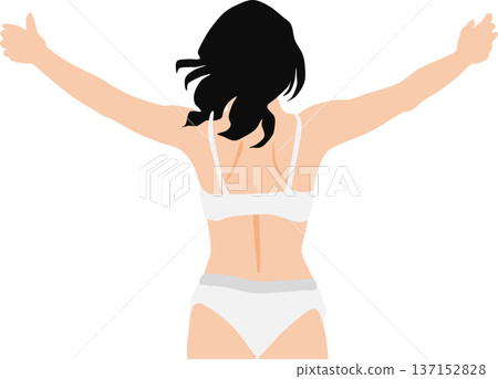Illustration of a woman who succeeded in dieting 137152828