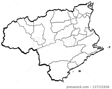 德島縣地圖 - 市町劃分插圖（筆觸風格） 137152836