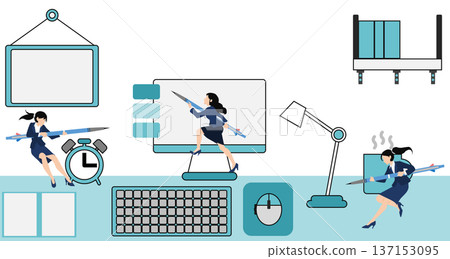 一位女商人正在進行技能再培訓的插圖 137153095