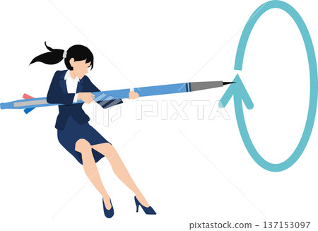 一位女商人正在進行技能再培訓的插圖 137153097