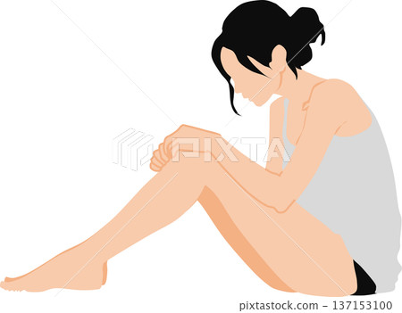 Illustration of a depressed woman 137153100