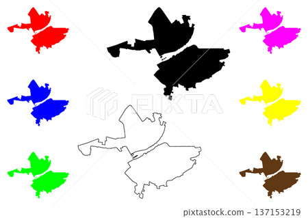 Badajoz city (Kingdom of Spain) map vector illustration, scribble sketch Badajos map 137153219