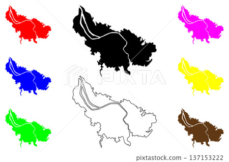 Bilbao city (Kingdom of Spain) map vector illustration, scribble sketch Bilbo map 137153222