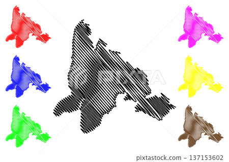 Southampton island (Canada, North America, Arctic Archipelago) map vector illustration, scribble sketch Southampton map 137153602