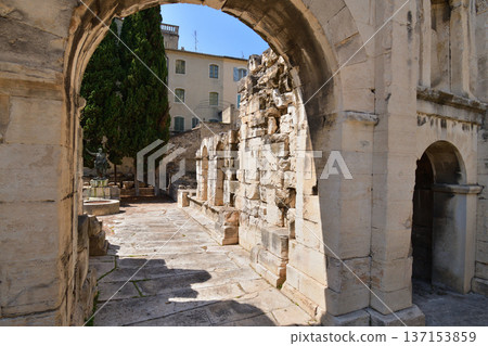 Roman ruins of Porte d'Auguste in Nîmes, France. Photo taken on August 14, 2025. Roman ruins of Porte d'Auguste in Nîmes, France. Photo taken on August 14, 2025. 137153859