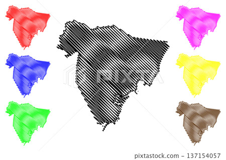 Guarapari municipality (Espirito Santo state, Municipalities of Brazil, Federative Republic of Brazil) map vector illustration, scribble sketch Guarapari map 137154057