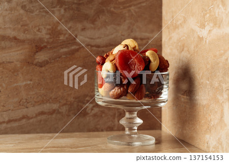 Mix of dried fruits and nuts. 137154153