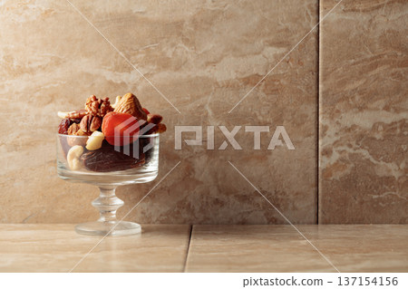 Mix of dried fruits and nuts. Mix of dried fruits and nuts. 137154156