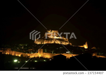 night image of a castle illuminated with artificial light 137154407