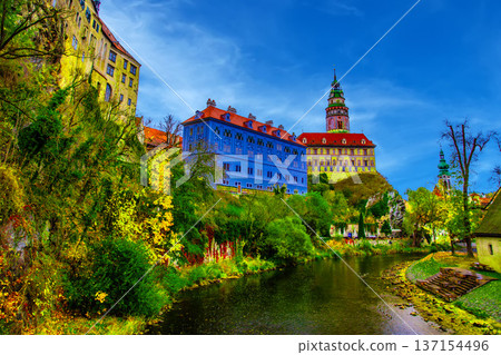 Cesky Krumlov Castle in spring 137154496