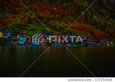 Autumn colors by the lake - painting version 137154500