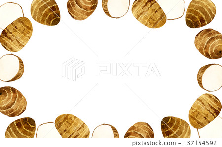 Taro frame - Hand-drawn watercolor vegetable illustration background material 137154592