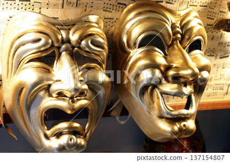 typical venetian masks of gold color typical venetian masks of gold color 137154807